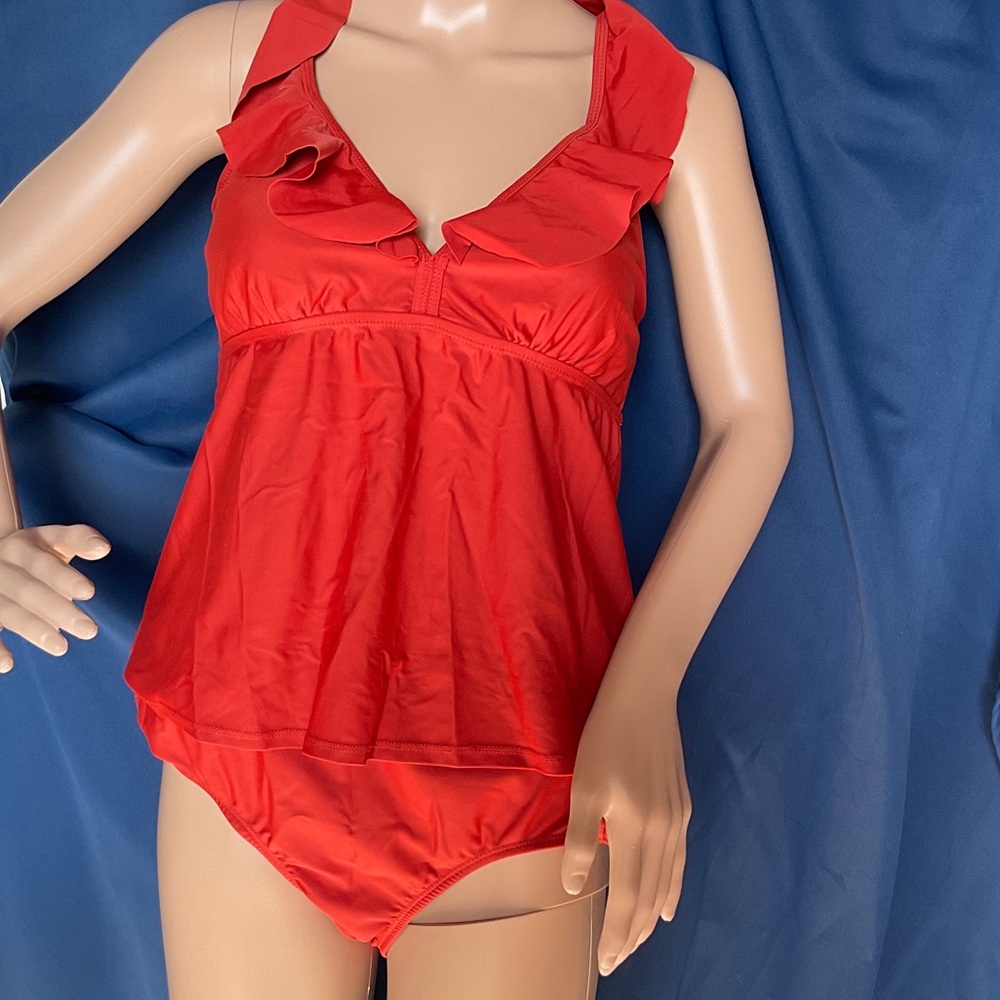 Women’s Ruffle Tankini Set - burnt orange - Picture 2 of 5
